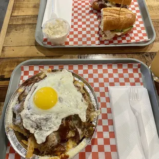 BBQ Brisket Fries and The Cuban Sandwich, we ate the whole thing!