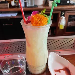 Brunch Bouquet uruapan blended rum, herb liqueur, coconut, ghost chili, lime, pineapple..... Serves 2-3 people.