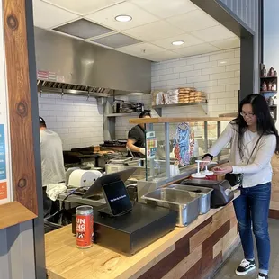 a woman preparing food