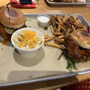 Buffalo chicken and Nashville Hot Chicken sandwiches