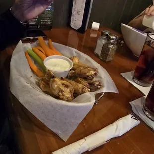 Chicken Wings and vegetables