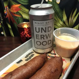 Wine and corn dogs