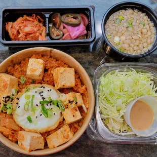 Kimchi Fried Rice, $18, add tofu, $1.20 - 3 Stars