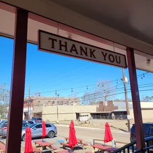 a thank you sign on a building