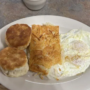 Eggs, Shredded Hash Browns, Biscuits &amp; Gravy