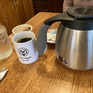 They put the coffee pot on your table for you to refill at your convenience.