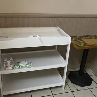 A changing table in the men's restroom