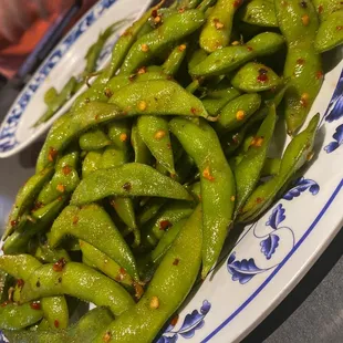 Bomb-ass spicy edamame appetizer