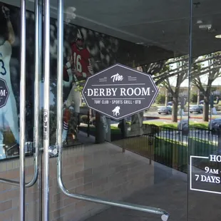 the entrance to the derby room