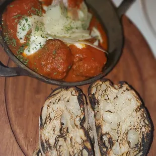 Meatballs with fresh made bread.