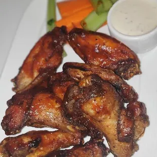 Smoked wings with BBQ sauce...delicious