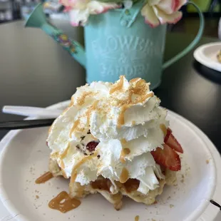 Strawberry Cheesecake Waffle Cake