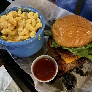 1/2 lb. The Detour Burger with Side Order of Mac n Cheese