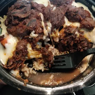 Insideout grain bowl with jackfruit and mozzarella