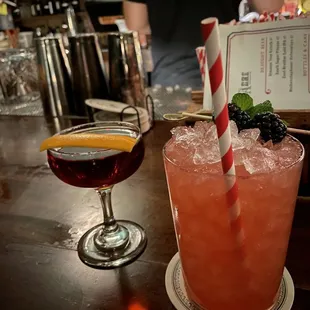 Devil's Manhattan (left), blackberry mule (right)