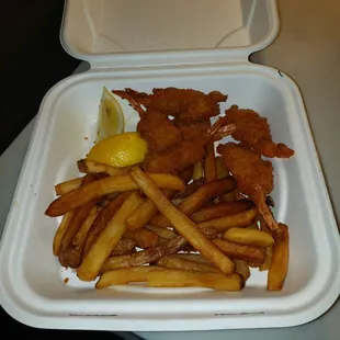 This is one of the restaurants main meals.  Over $10.00 for greasy pathetic shrimp and fries.  This is just garbage