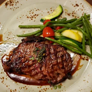 New York 12oz with chef vegetables of the day