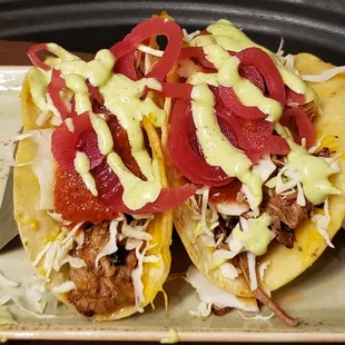 Shredded beef street tacos