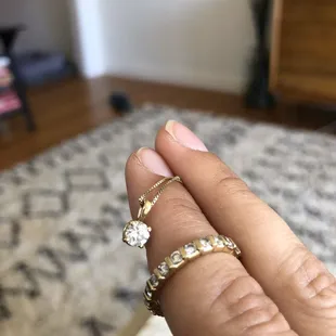 diamond pendant + infinity band 14k gold