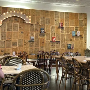 Cool back wall in back room of bistro.