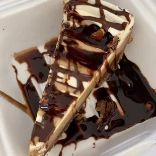 Chocolate peanut butter cheesecake (thanks husband )