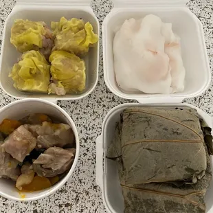 Shu Mai, Spareribs, Lotus Leaf Sticky Rice, Shrimp Rice Noodle
