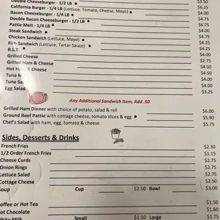 Lunch menu