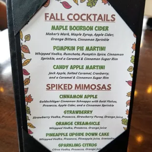 Coctail menu