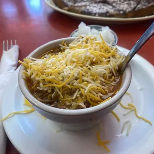 Cup of chili, flavorless, don't waste your time.