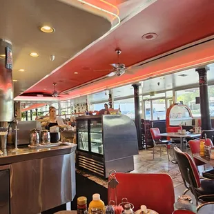 Neon tubing on the ceilings and soffits