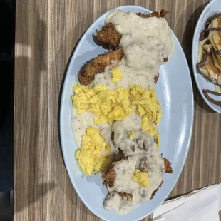 Chicken biscuits and gravy added 1 egg