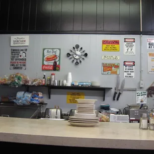 the counter of a restaurant