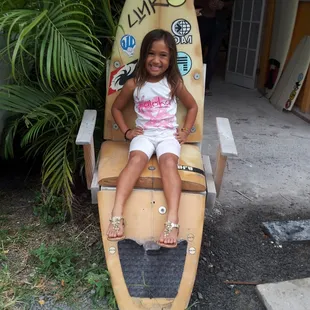 SUPER STOKED with the work the guys at Ding Kingdom did with my baby girls short board, MAHALO NUI Roi &amp; Daisuke!!