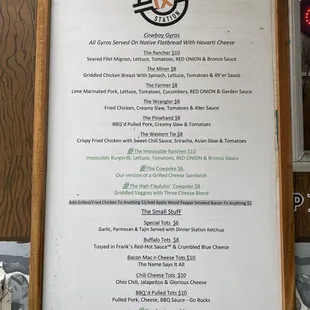 the menu