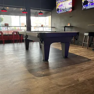 Inside pool table and seating area
