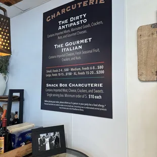 Charcuterie menu