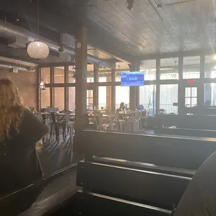 Live music side - kitchen behind me and bar and stage to my left