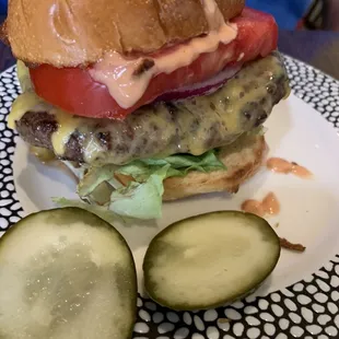 "Mini" burger on Happy Hour menu. Not so mini and delicious!