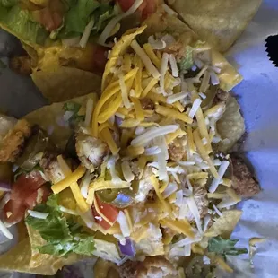 Loaded Nachos with Fried Chicken Strips