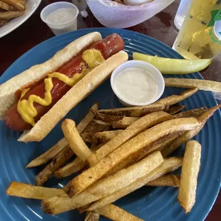 Hot dog with French fries