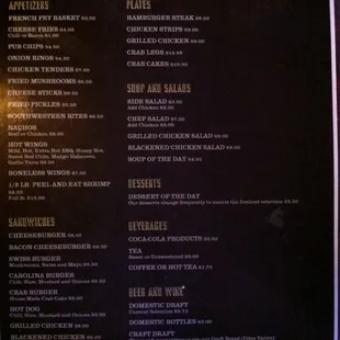 Menu items