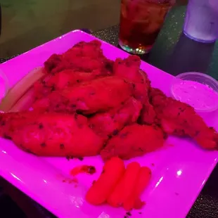 Wings and fries.  The batter is so good