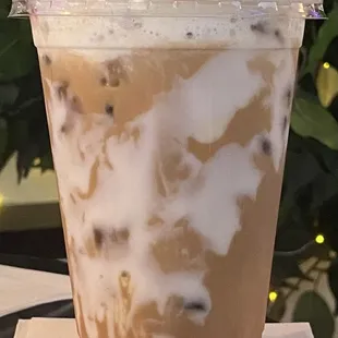 White chocolate drizzle iced mocha