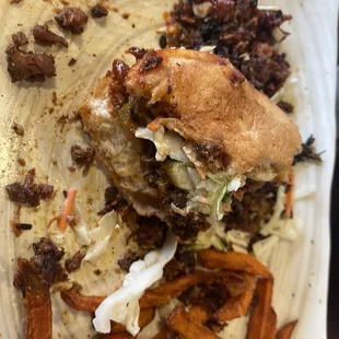 Sorry but the sandwich is the brisket all the meat was tiny pieces like this.  And dry