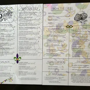 a menu for a new orleans restaurant