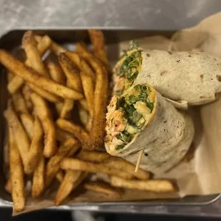Buffalo Chicken Wrap with Cajun Fries