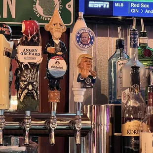 a bar with beer taps