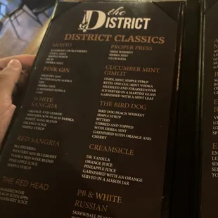 Drink menu