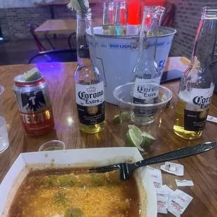 Rolled tacos and beer