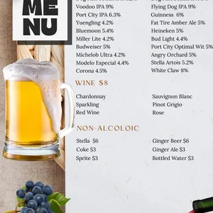 Beer and Wine Menu